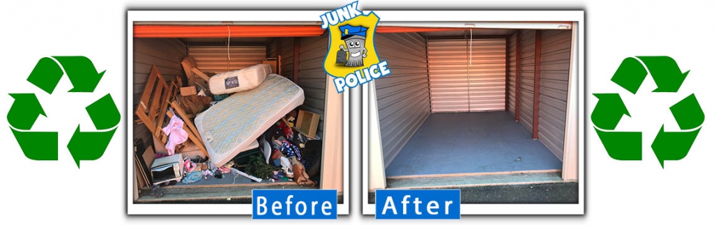 Before and after photo for junk removal storage clean out services